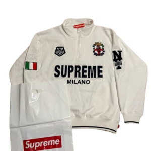 supreme milano 1/4 zip weiß