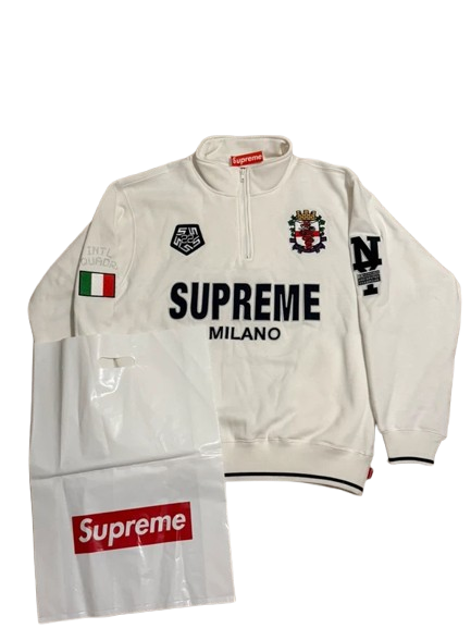 supreme milano 1/4 zip weiß
