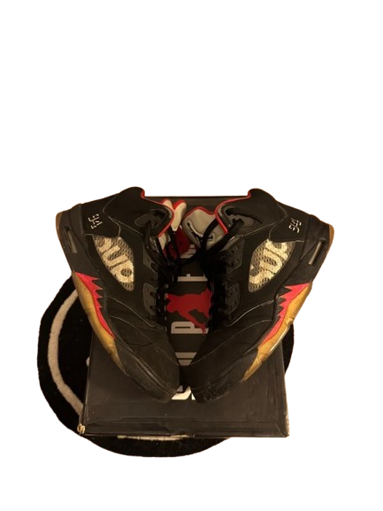 jordan 5 x supreme 47.5 sneaker schwarz rot