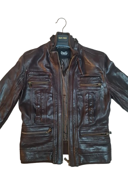 dolce & gabbana lederjacke braun